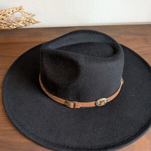 Joyfolie Black Wool Hat with Brown Band